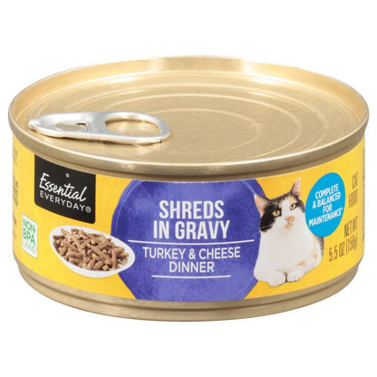 Essential Everyday Canned Shredded Turkey Cat Food - 5.5oz