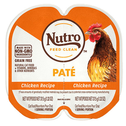 Nutro Perfect Portions Trays Grain-Free Pate Real Chicken Recipe Wet Cat Food 2.6oz