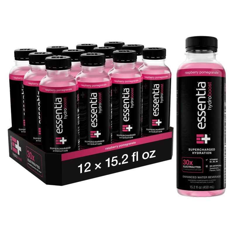 Essentia Hydroboost Raspberry Pomegranate 12pk 15.2oz Bottle- XL