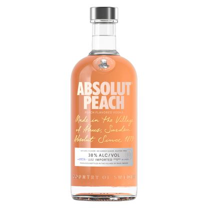 ABSOLUT Peach Flavored Vodka 750ml (76 Proof)
