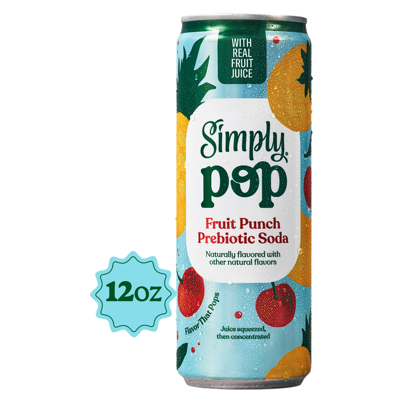 Simply Pop Fruit Punch Prebiotic Soda 12oz Can