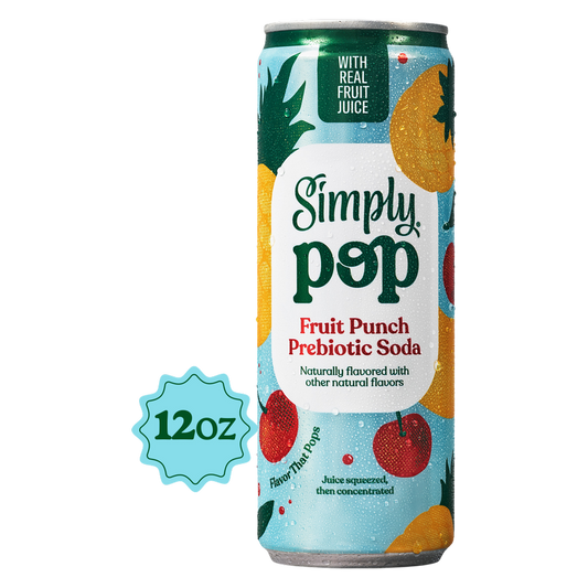 Simply Pop Fruit Punch Prebiotic Soda 12oz Can
