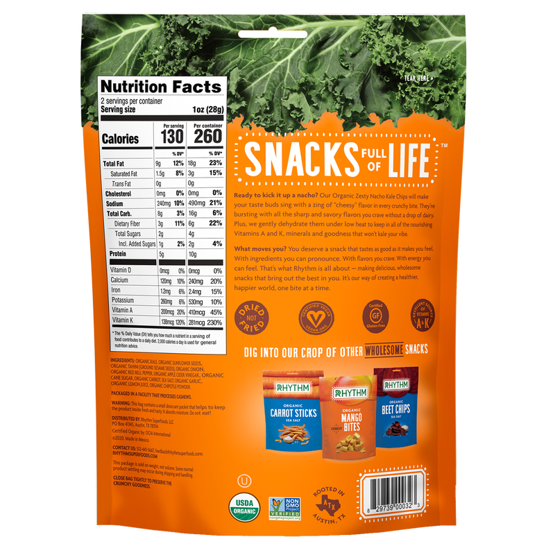 Rhythm Superfoods Zesty Nacho Kale Chips 2oz