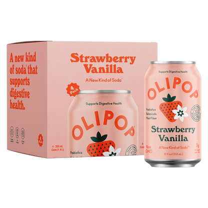 Olipop Strawberry Vanilla 4pk 12oz Can- XL