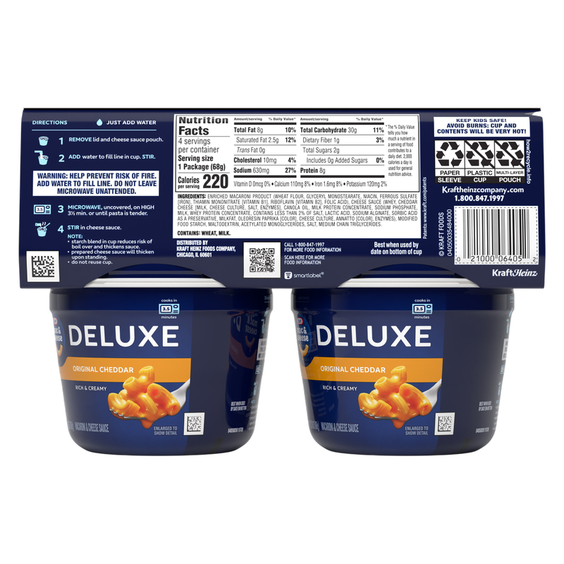 Kraft Deluxe Original Macaroni & Cheese Cups, 4ct.
