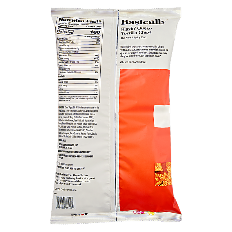 Basically Party Size Blazin' Queso Tortilla Chips 13oz