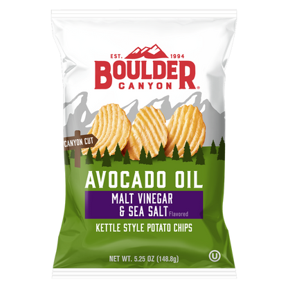 Boulder Canyon Avocado Oil Malt Vinegar and Sea Salt Kettle Potato Chips 5.25oz