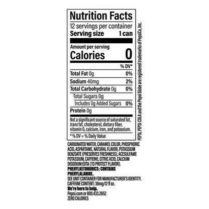 Pepsi Zero Sugar 12pk 12oz Can