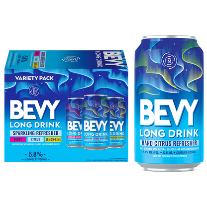 Bevy Long Drink Hard Sparkling Variety Pack Refresher, Cocktail Inspired 12pk 12oz Can 5.8% ABV