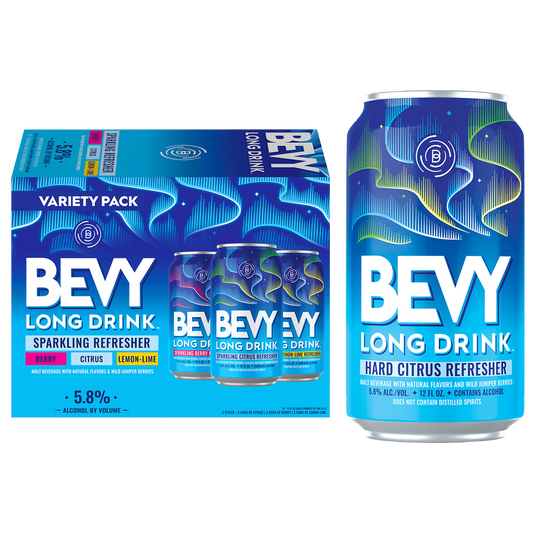 Bevy Long Drink Hard Sparkling Variety Pack Refresher, Cocktail Inspired 12pk 12oz Can 5.8% ABV