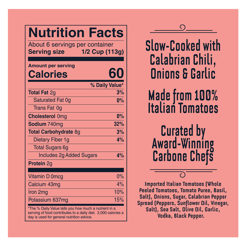 Carbone Fine Food Spicy Vodka Sauce 24oz