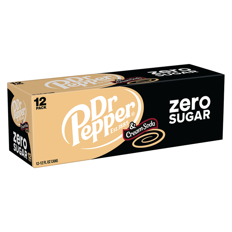 Dr Pepper & Cream Soda Zero Sugar 12pk 12oz Can