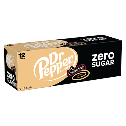 Dr Pepper & Cream Soda Zero Sugar 12pk 12oz Can