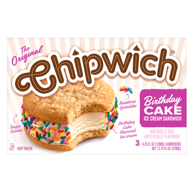 Chipwich Birthday Cake Ice Cream Sandwich 3ct