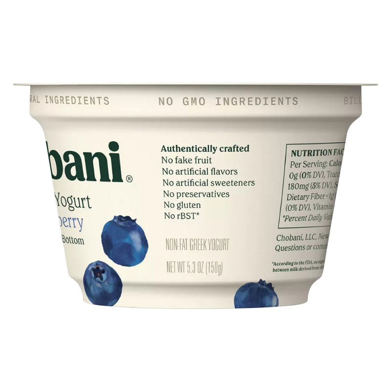 Chobani Blueberry on the Bottom Nonfat Greek Yogurt - 5.3oz