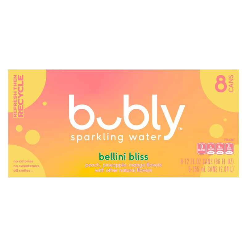 Bubly Bellini Bliss 12oz 8pk