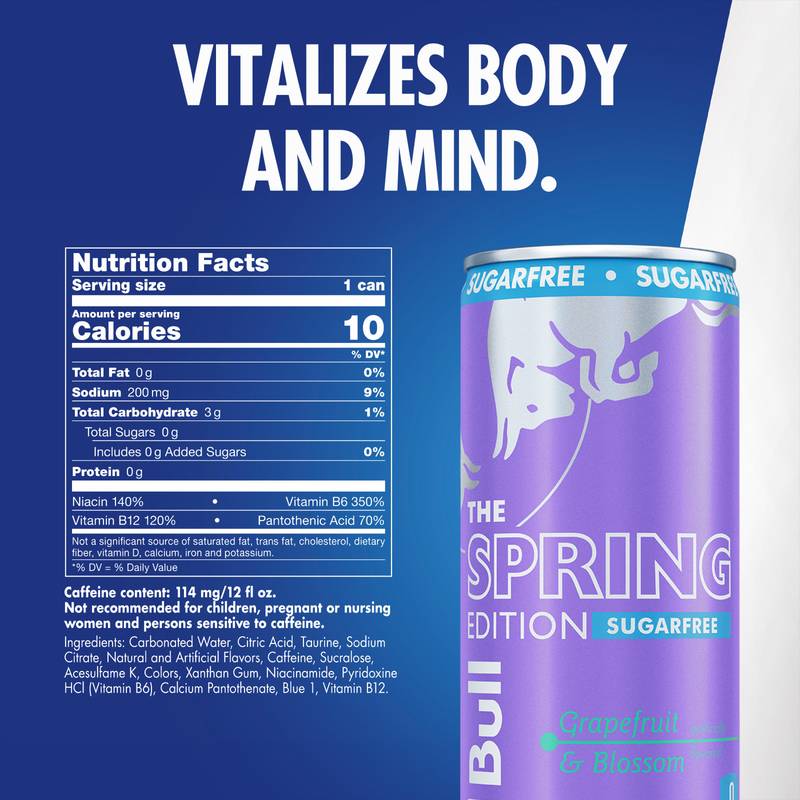 Red Bull Sugar Free The Spring Edition Grapefruit & Blossom Energy Drink 12oz Can