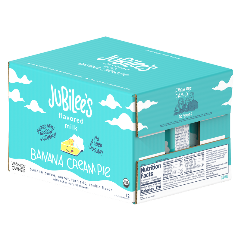 Jubilee's Organic Banana Cream Pie Protein Milk 12pk 8oz Ctn- XL