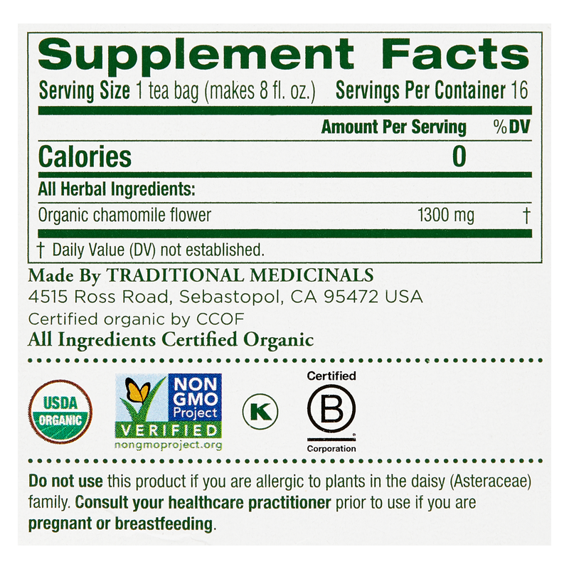 Traditional Medicinals Organic Chamomile Tea 16ct
