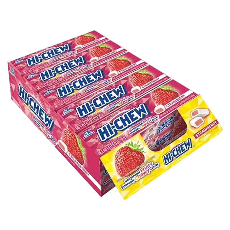 Hi-Chew Strawberry Chewy Candy 1.76oz case 15 CT