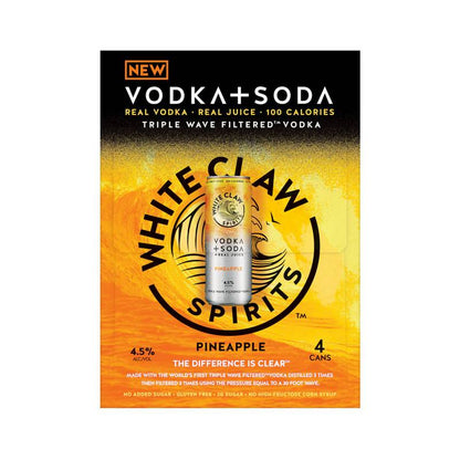 White Claw Hard Seltzer Vodka + Soda Pineapple 4pk 12oz Can 4.5% ABV