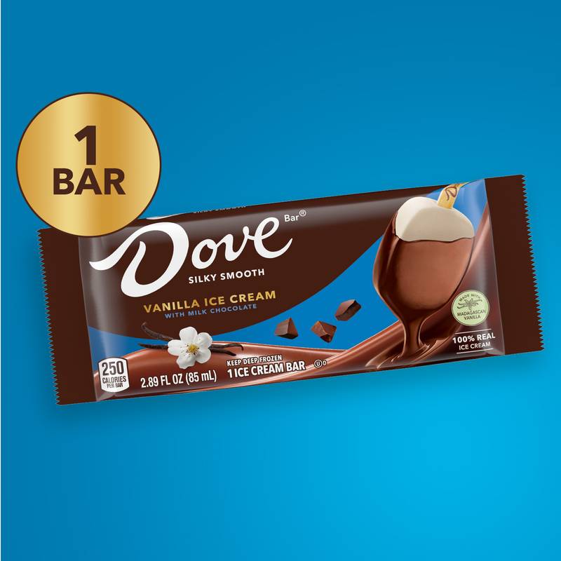 DOVE Vanilla Ice Cream Bar Coated With Milk Chocolate, 2.89 Oz
