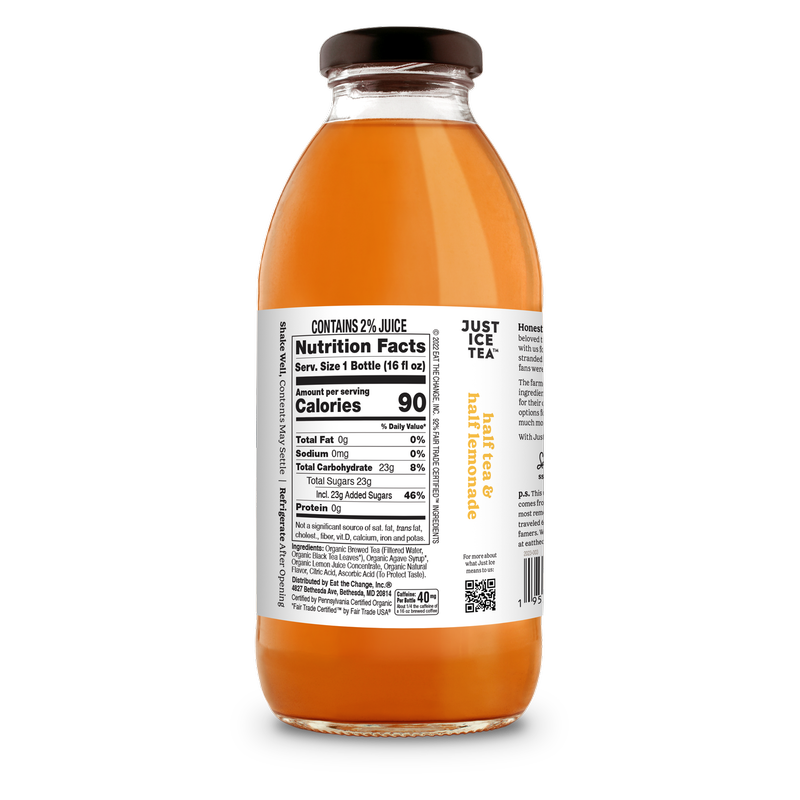 Just Ice Tea Half Tea & Half Lemonade 16oz Glass Bottle