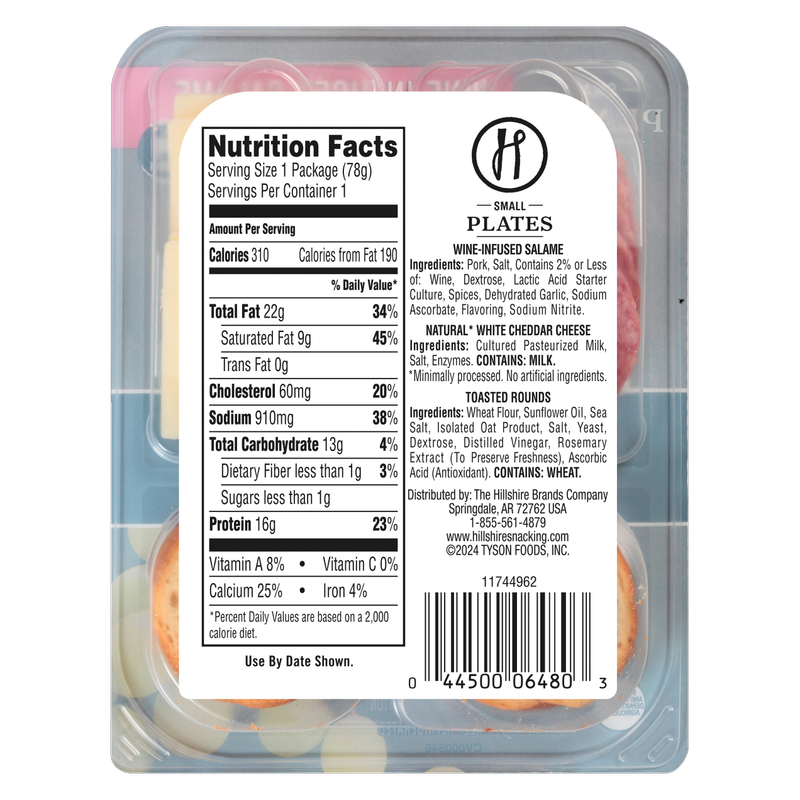 Hillshire Snacking Protein Small Plates Wine-Infused Salame & White Cheddar Cheese - 2.76oz
