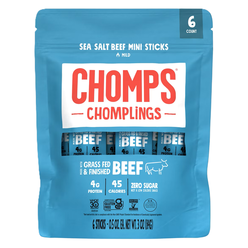 CHOMPS Mini Sea Salt Beef Chomplings, 0.5oz 6ct