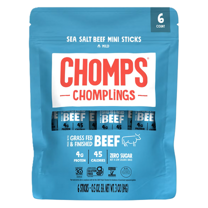 CHOMPS Mini Sea Salt Beef Chomplings, 0.5oz 6ct