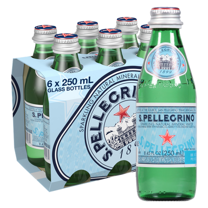San Pellegrino Sparkling Water 6pk 250mL Glass Bottle