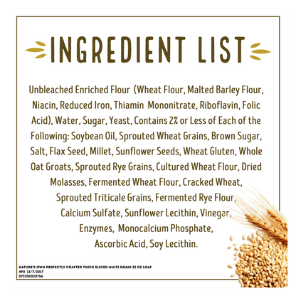 Nature's Own Perfectly Crafted Multigrain Thick Sliced Bread - 22oz