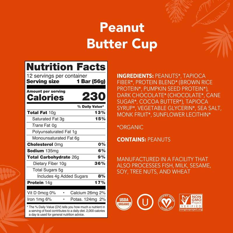ALOHA, Plant Based Protein Bar, Peanut Butter Cup 12 ct