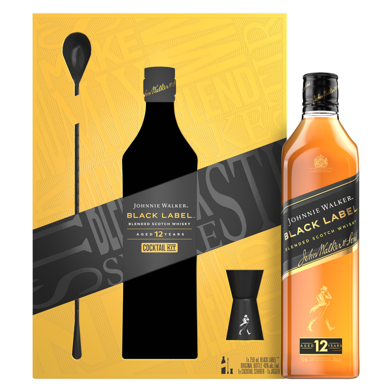 Johnnie Walker Black Label Scotch Gift Set 750ml (80 Proof)