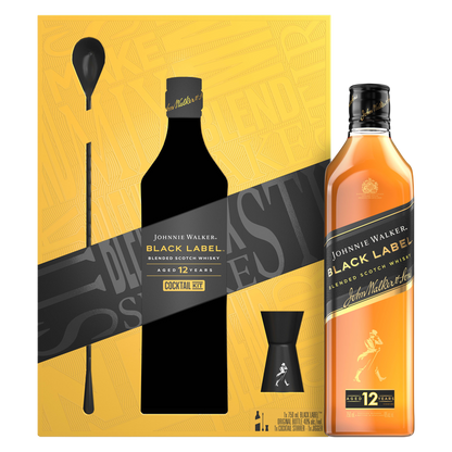 Johnnie Walker Black Label Scotch Gift Set 750ml (80 Proof)