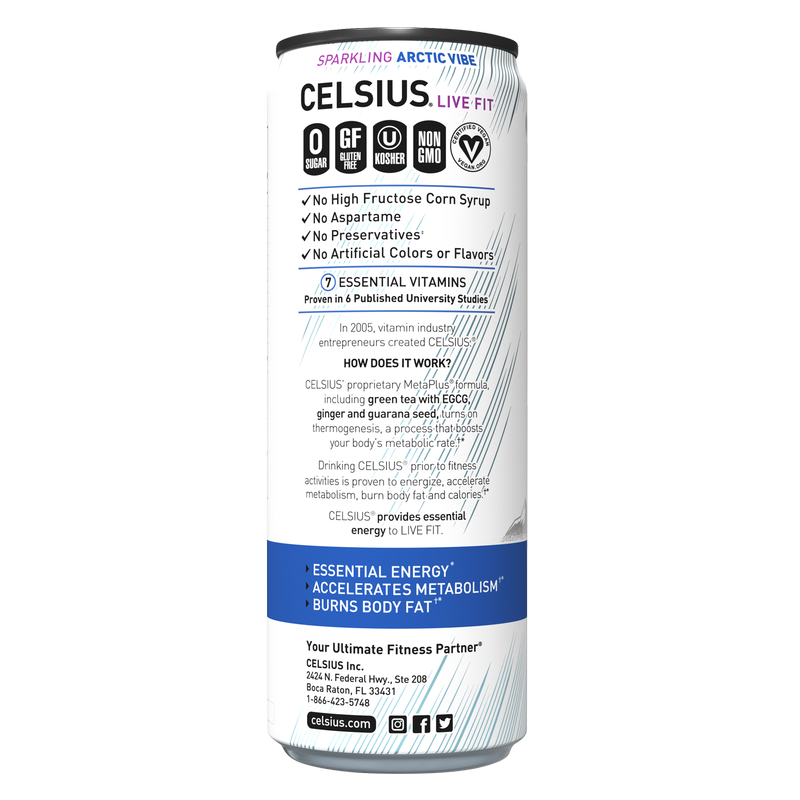 CELSIUS Sparkling Arctic Vibe Essential Energy Drink 12oz Can