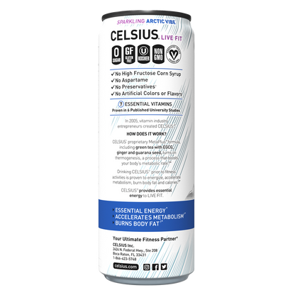 CELSIUS Sparkling Arctic Vibe Essential Energy Drink 12oz Can