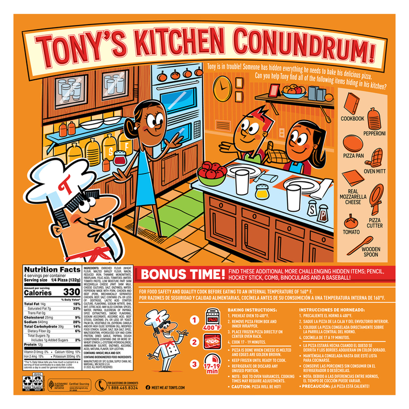 Tony's Frozen Pizzeria Style Crust Pepperoni Pizza 10in 18.56oz