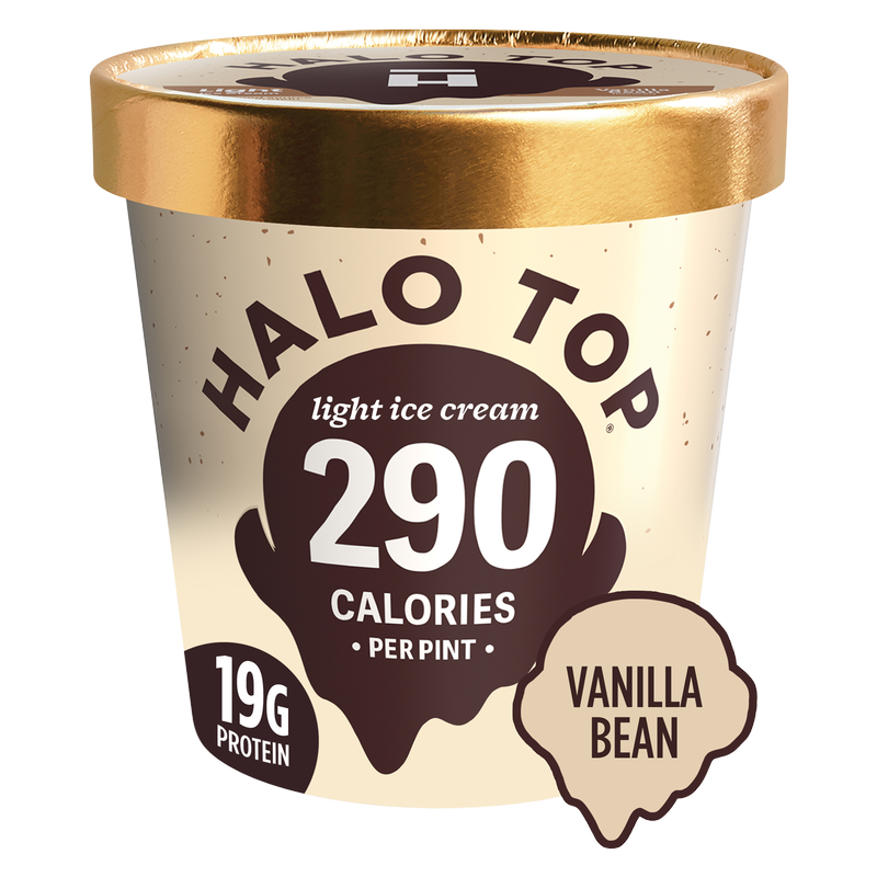 Halo Top Low-Calorie Vanilla Bean Light Ice Cream Pint, 16 fl oz