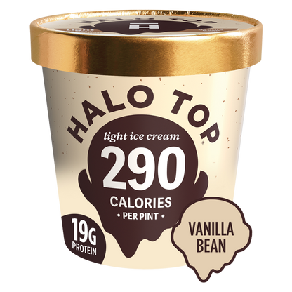 Halo Top Low-Calorie Vanilla Bean Light Ice Cream Pint, 16 fl oz