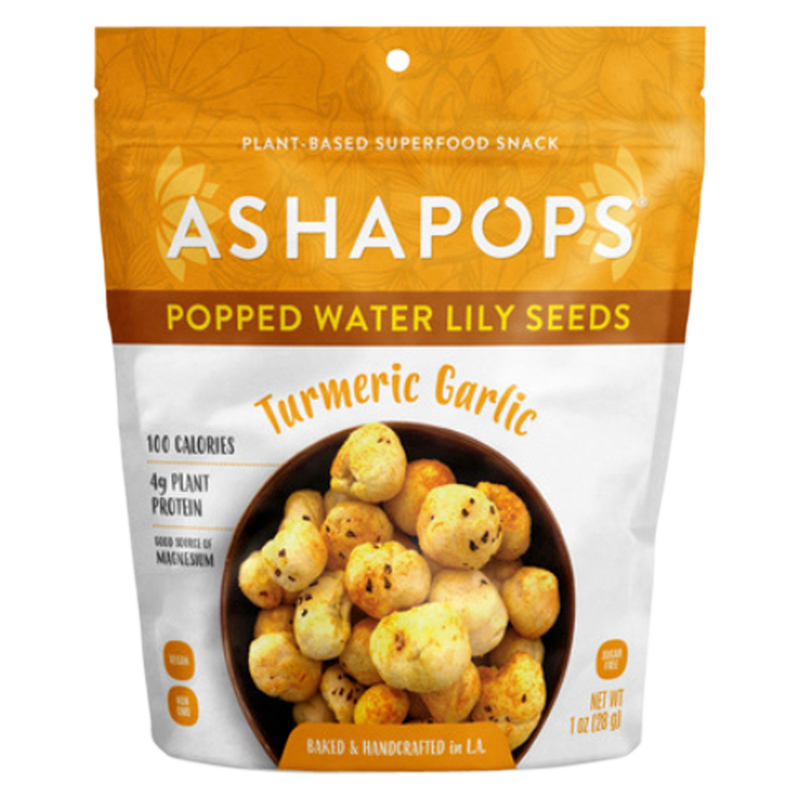AshaPops Popped Water Lily Seeds Turmeric Garlic 1oz