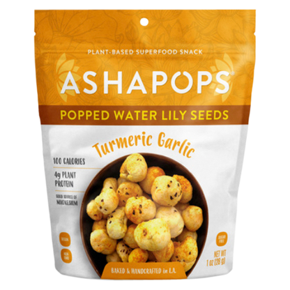 AshaPops Popped Water Lily Seeds Turmeric Garlic 1oz