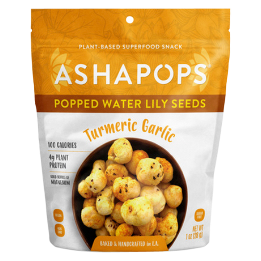 AshaPops Popped Water Lily Seeds Turmeric Garlic 1oz