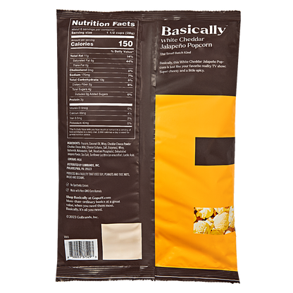 Basically Premium White Cheddar Jalapeño Small Batch Popcorn 6 oz.