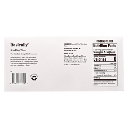 Basically Mandarin Orange Sparkling Water 8pk 12oz Cans