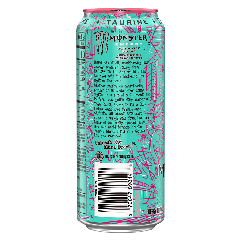 Monster Energy Ultra Vice Guava Energy Drink 16oz Can