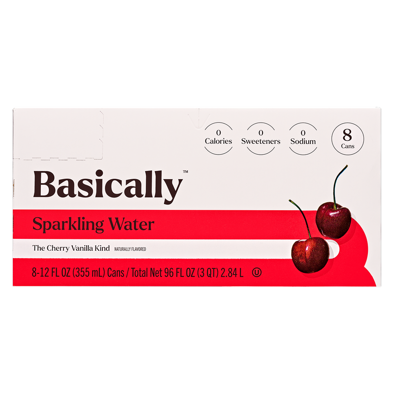 Basically Cherry Vanilla Sparkling Water 8pk 12oz Cans