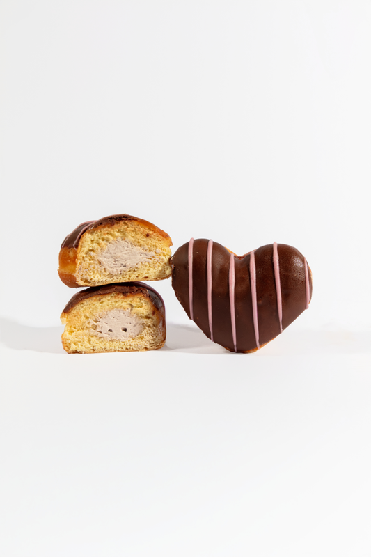 Heart Filled Donuts 4pk, Chocolate and Vanilla