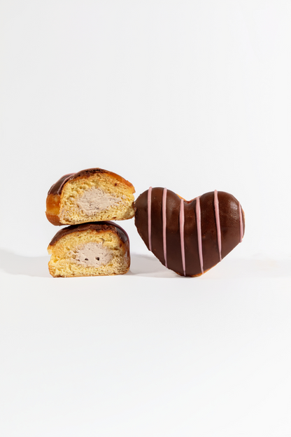 Heart Filled Donuts 4pk, Chocolate and Vanilla