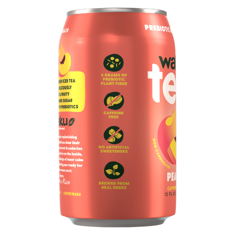 Waku Prebiotic Tea Peach 12oz Can